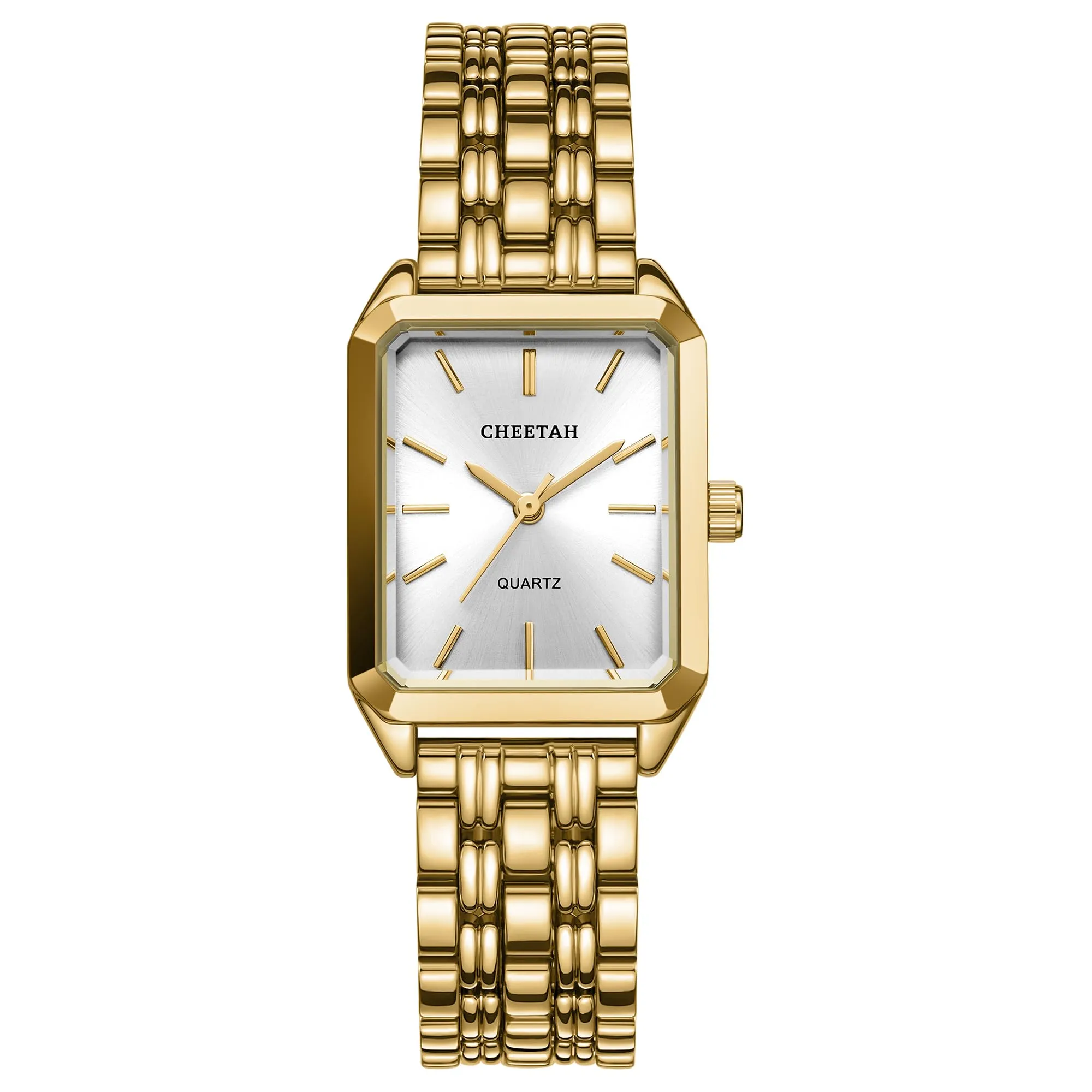 CHEETAH Orologi Rettangolari Classici da Donna: Orologio da Donna in oro con Quadrante Bianco, Ideale per un uso Quotidiano Informale - Orologio da Polso Analogico al Quarzo - immagine 1