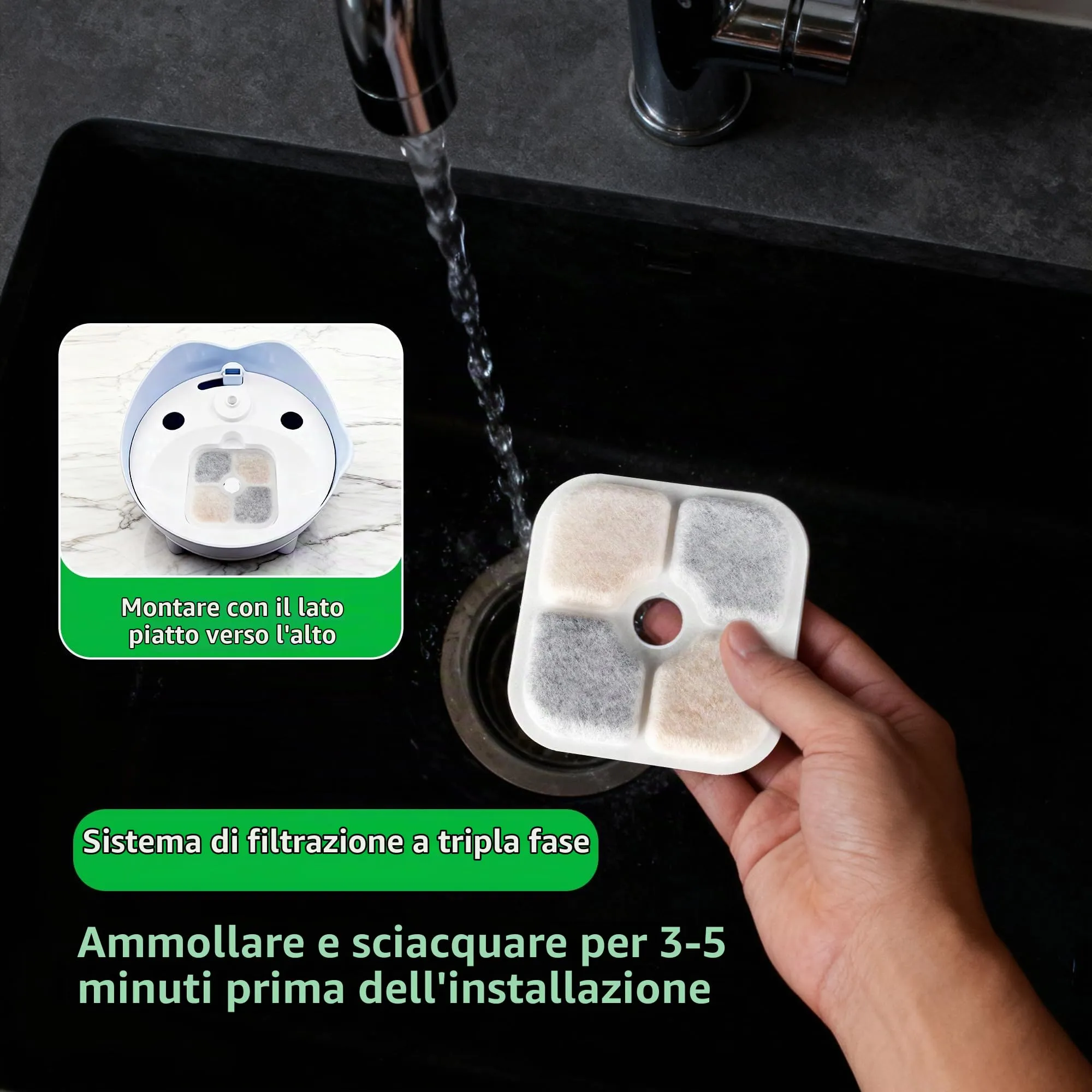YeeQo 18 Filtri Fontanella per Gatti e 3 Tubi per Catit Pixi (2,5L) - immagine 5