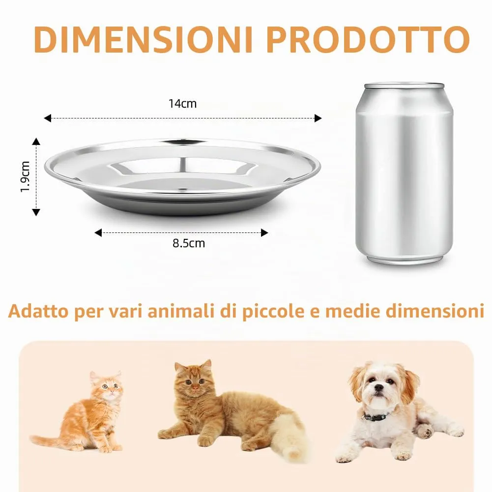 OSDUE 6 pezzi Ciotole per Gatti in Acciaio Inos, 14CM, Lgienica Durevole - immagine 2