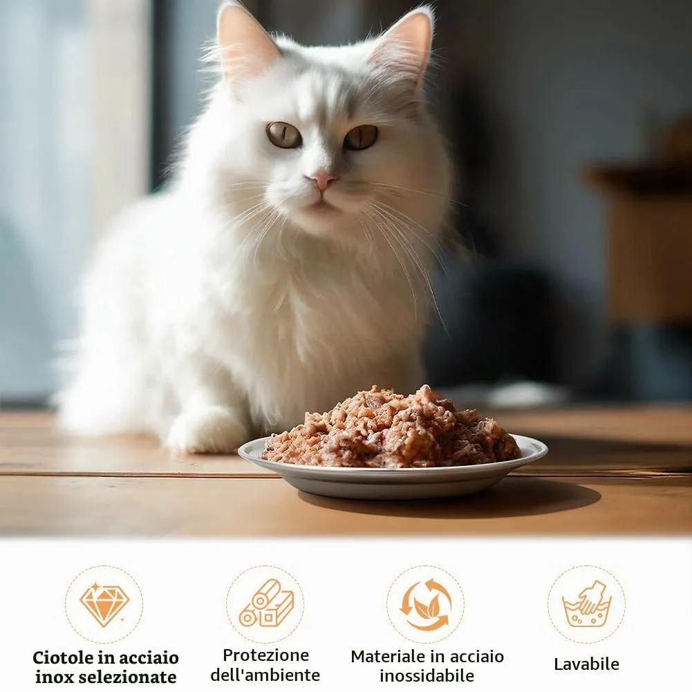 OSDUE 6 pezzi Ciotole per Gatti in Acciaio Inos, 14CM, Lgienica Durevole - immagine 4