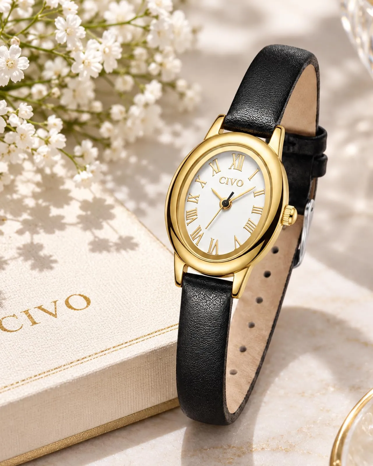 CIVO Orologio Donna Piccolo Vintage: Oro Ovale Numeri Romani Analogico - immagine 7