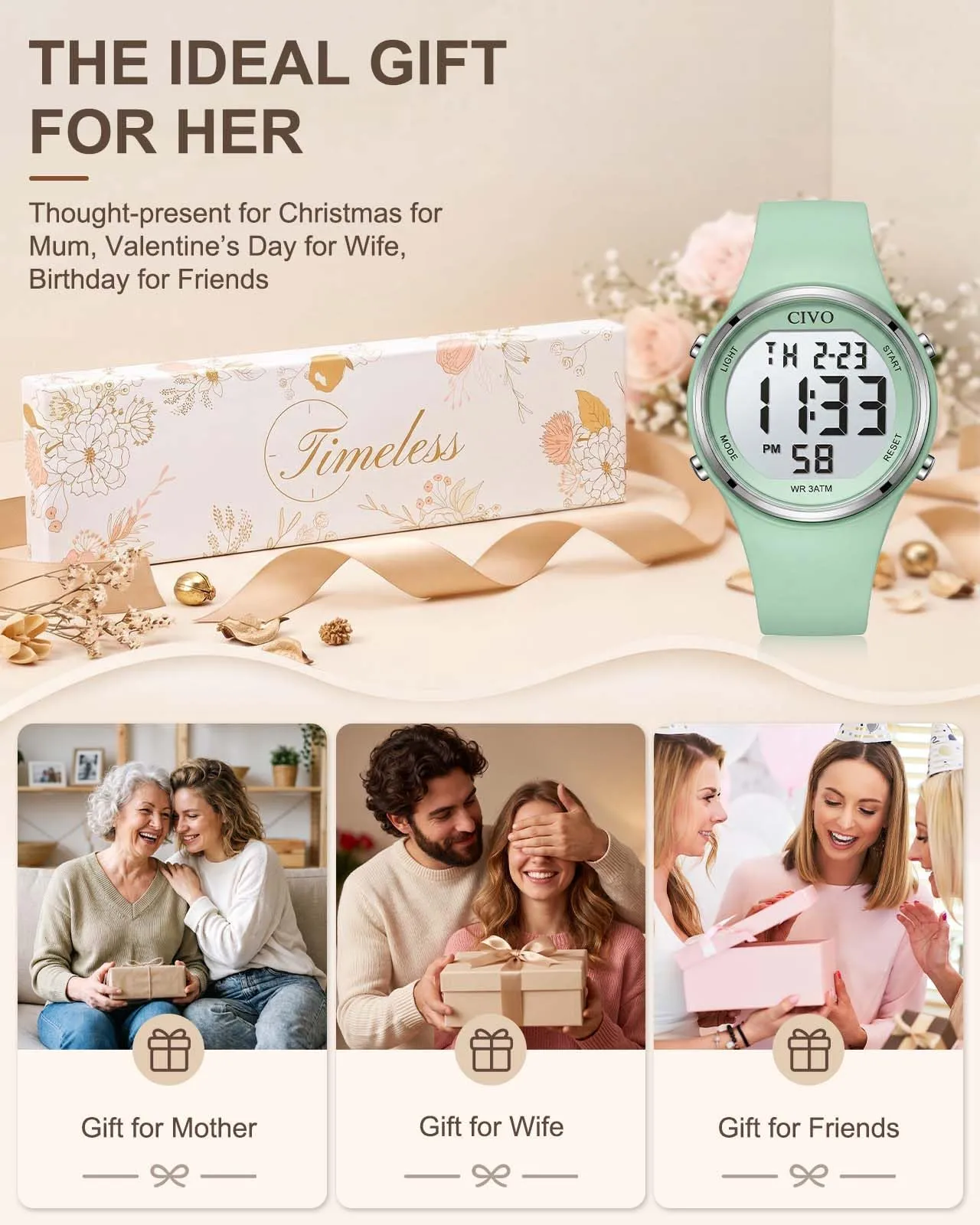 CIVO Orologio Digitale Donna Sportivo: Ampio Display LCD, Grandi Numeri - immagine 7