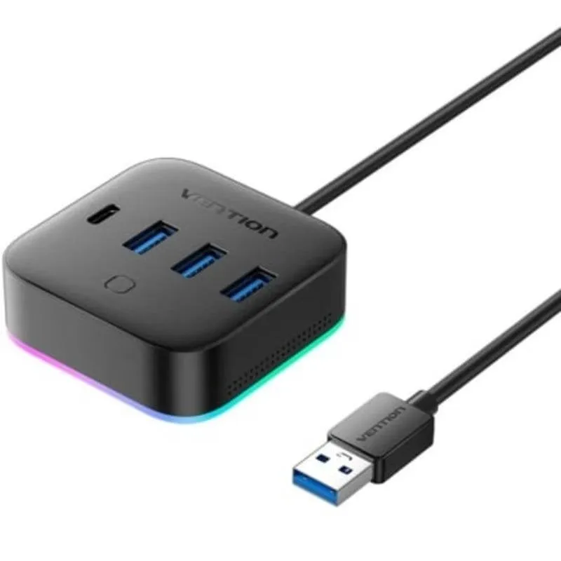 Hub Vention 5 porte USB 3.0 5 Gbps modello CHZ con USB-C PD e RGB - immagine 1