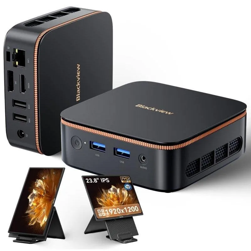 Mini PC Blackview MP20 AMD Ryzen 3 3300U 16GB 512GB SSD Radeon Vega 6 Windows 11 Pro 23.8" IPS - immagine 1