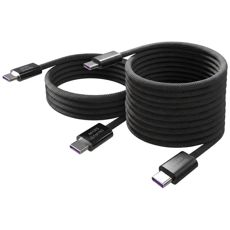 Cavo Mars Gaming MCA-100X2 USB-C Magnetico 100W 2m 1m Pack - immagine 1