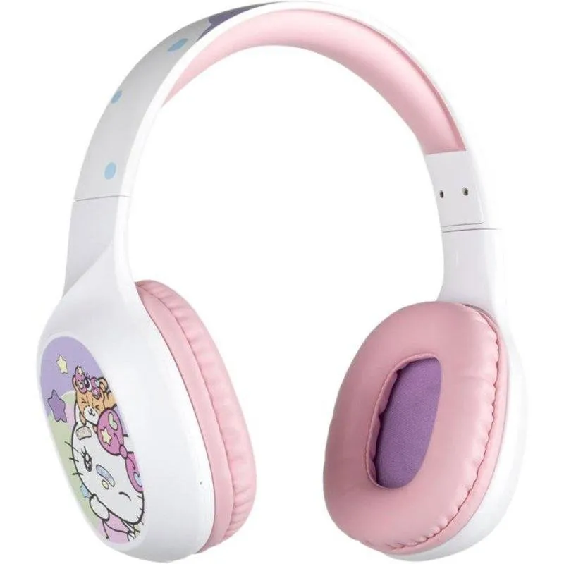 Cuffie Konix Hello Kitty Bluetooth 5.3 supraaurali 40 mm, 30h, microfono, USB-C, bianco/rosa - immagine 1
