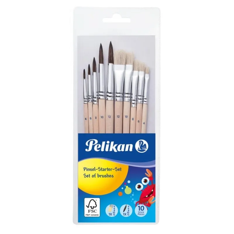 Set di 10 Pennelli Pelikan in Crine di Cavallo per Belle Arti - immagine 1