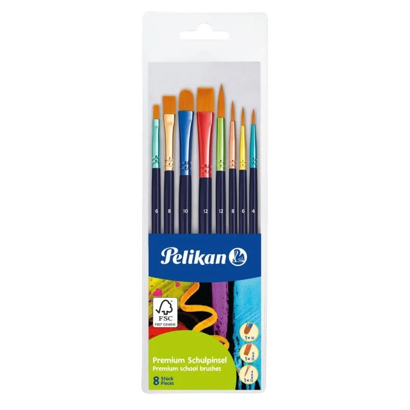 Set di pennelli Pelikan 701181 8 pennelli sintetici colorati - immagine 1