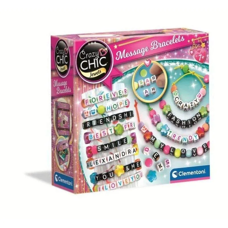 Kit Pulsera Messaggio Clementoni Crazy Chic Perle Cordone Elastico - immagine 1