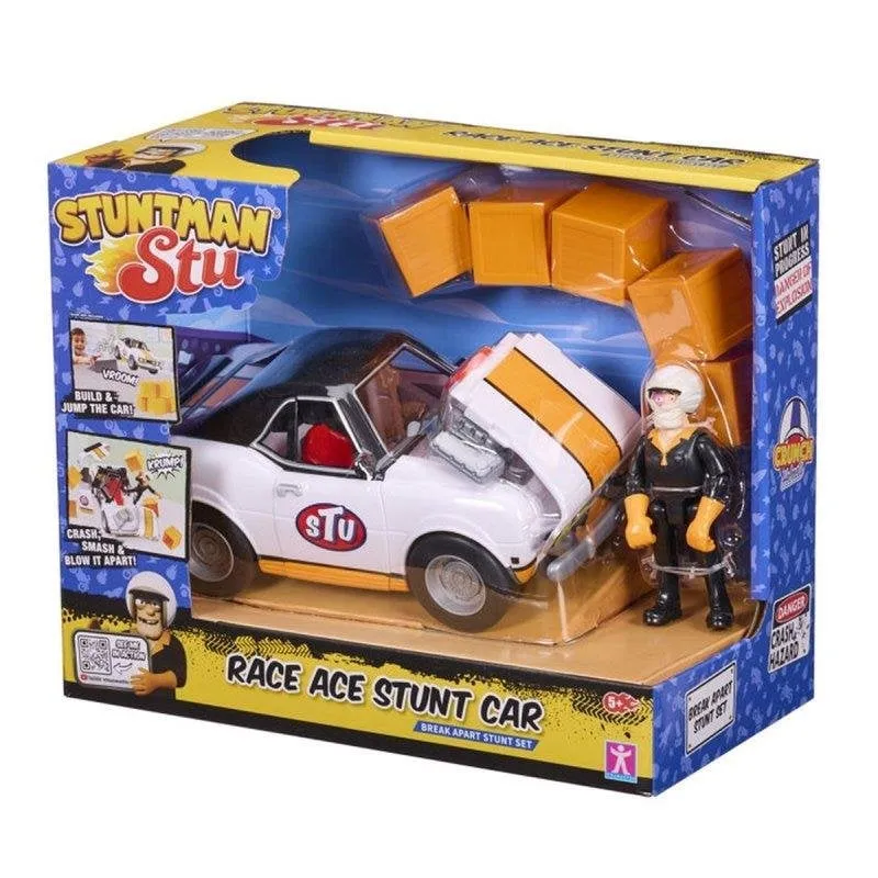Set Gioco Bandai Stuntman Stu Crash Racing Car COSS8200 Con Figura Articolata - immagine 1