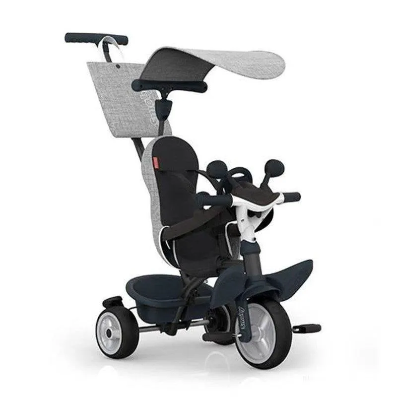 Triciclo Evolutivo Smoby Baby Driver 3 in 1 Grigio con Manubrio Regolabile per Genitori, Freno, Rivestimento Rimovibile e Copertura 360° - immagine 1