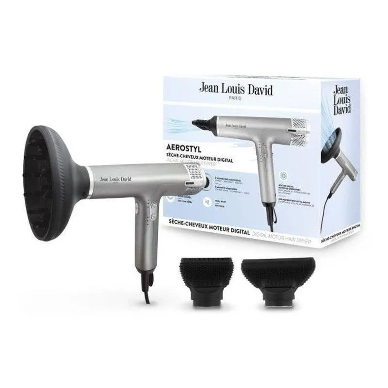 Phon Ionico Professionale Jean Louis David JLD Aerostyl 1700W 4 Temperature 4 Velocità Accessori Grigio - immagine 1