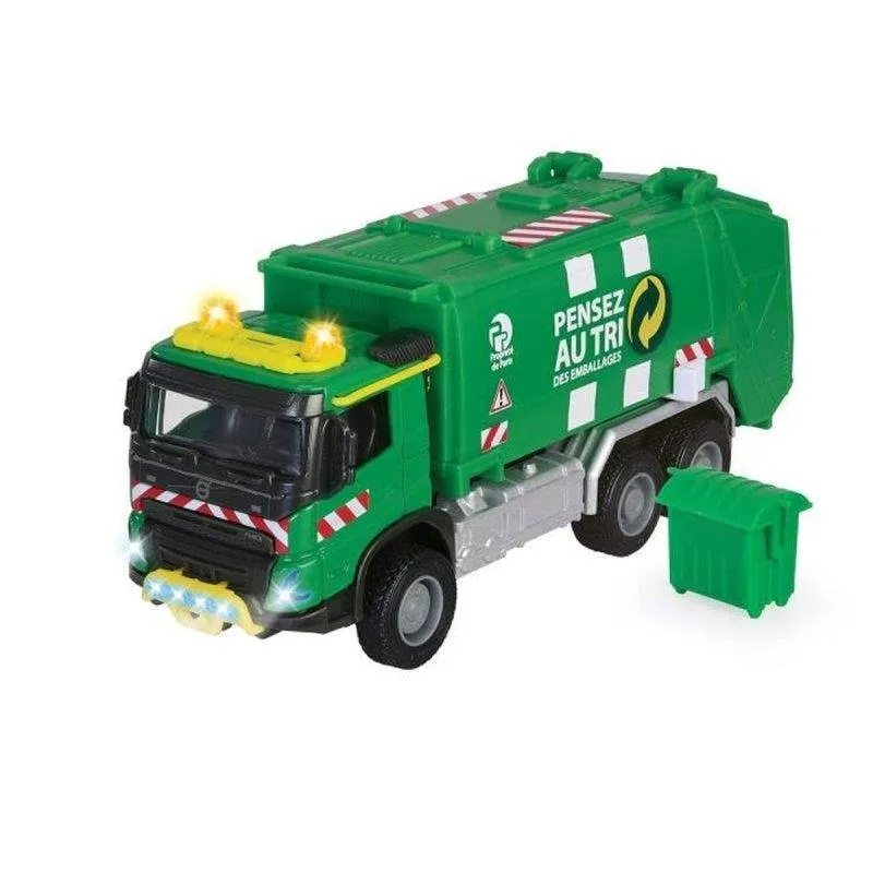 Camion Rifiuti Majorette Volvo 1/43 Verde 25 cm Suoni Luci Parti Mobili Contenitore - immagine 1