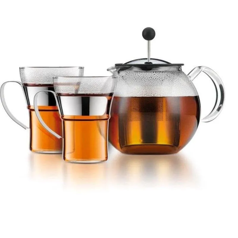 Caffettiera a Pressione Bodum Assam 1L Vetro Borosilicato con Filtro Acciaio e 2 Tazze - immagine 1