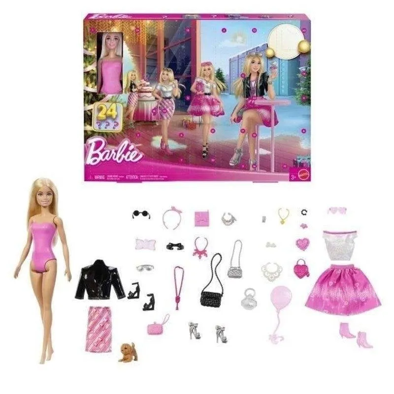 Calendario dell'Avvento Barbie JFL63 con 24 pezzi bambola e accessori - immagine 1