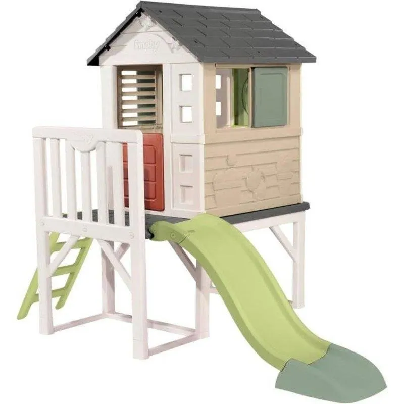 Smoby Life Maison Pilotis Casa Elevata con Scivolo da 1,50 m e Piattaforma - immagine 1