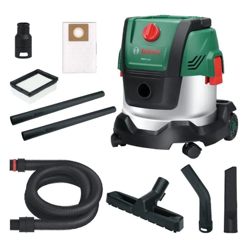 Aspirapolvere Secco e Bagnato Bosch PAS15-220 1200W 15L Acciaio Inox - immagine 1