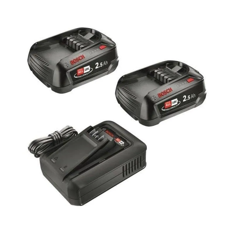 Kit Avvio Bosch 18V: 2 Batterie Li-Ion 2,5Ah + Caricatore Rapido AL 18V-44 - immagine 1