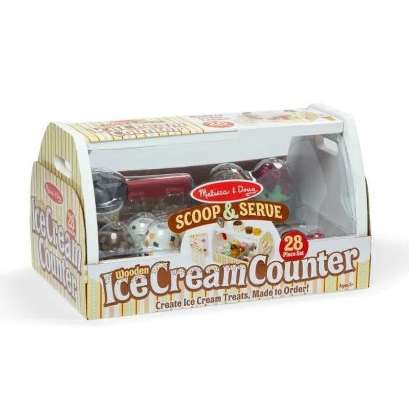 Bancone del Gelato in Legno Melissa & Doug - 28 Pezzi con Coni e Soldi di Gioco - immagine 1