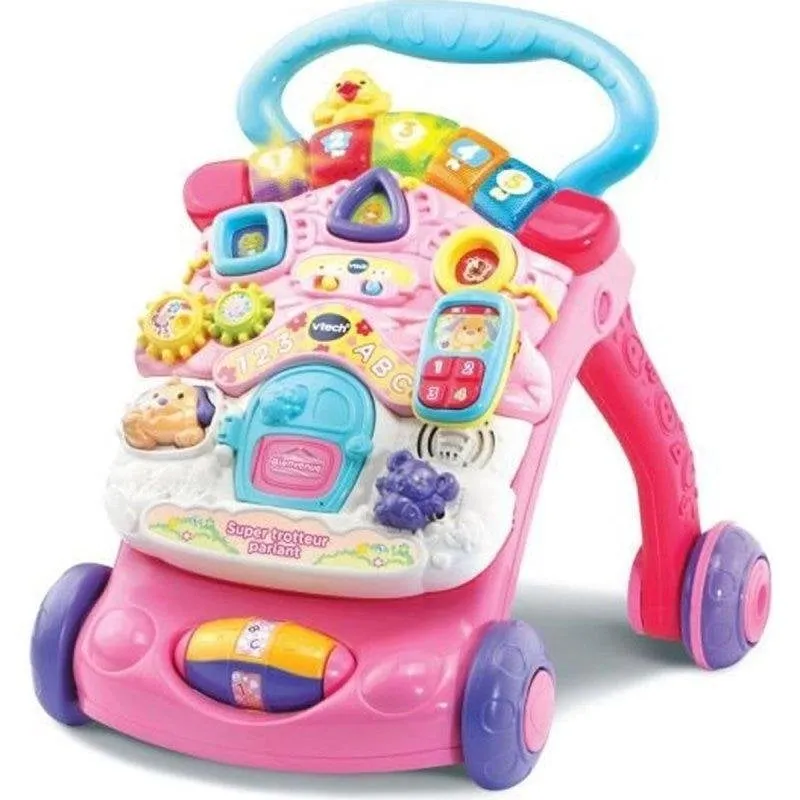 Carrozzina 2 in 1 VTech Super Talking Rosa con Pannello Musicale Smontabile, Sensore di Movimento, Più di 100 Canzoni, 9-36 Mesi - immagine 1