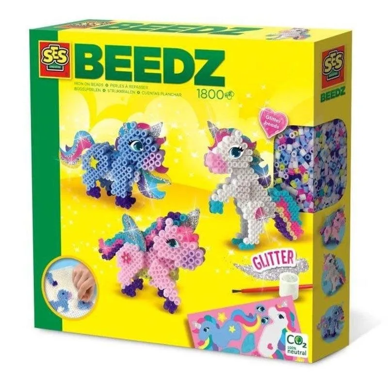 Kit di Perline Beedz SES Creative Unicicorni 3D Multicolori Brillanti - immagine 1