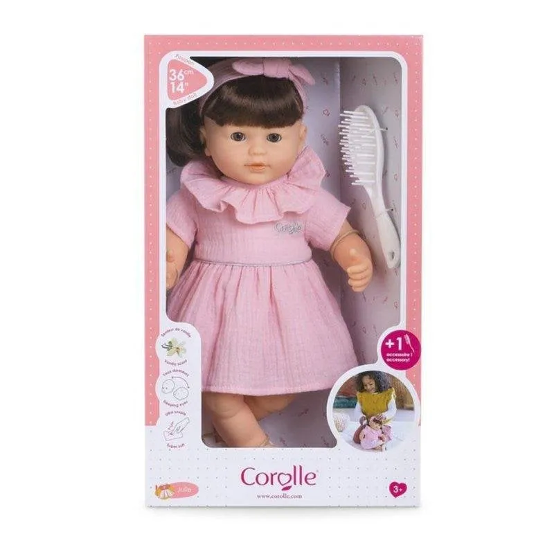 Bambola Corolle Julie 36 cm Capelli Castani Lunghi Pennello Occhi Dormienti - immagine 1
