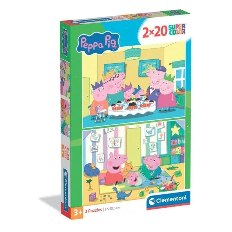 Puzzle Clementoni Peppa Pig 2x20 Pezzi Scene Colorate - immagine 1