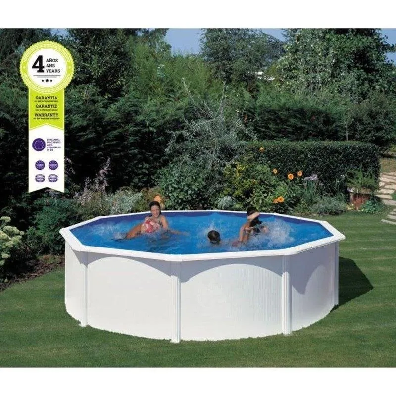Kit Piscina Smontabile Rotonda Gre Atlantis Acciaio Ø4,80 M Liner Blu Filtrazione Sabbia 6 M³/h - immagine 1