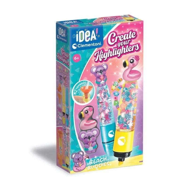Kit Creativo Clementoni Crée Tes Fluos Summer Friends 2 Pennarelli - immagine 1