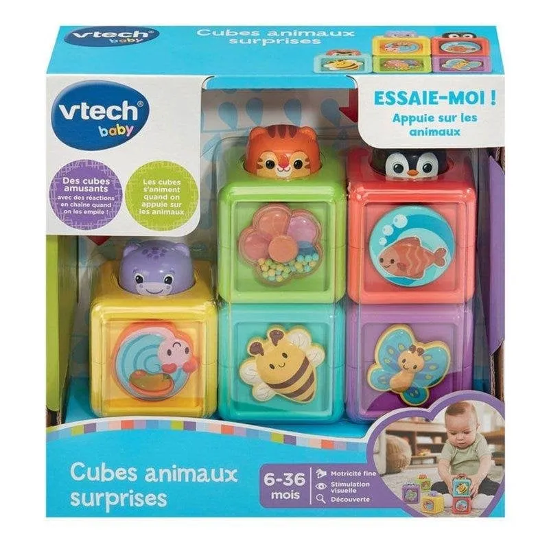 Cubotti di Attività Impilabili VTech Baby 5 Pezzi Multicolore Animali Sensoriali - immagine 1