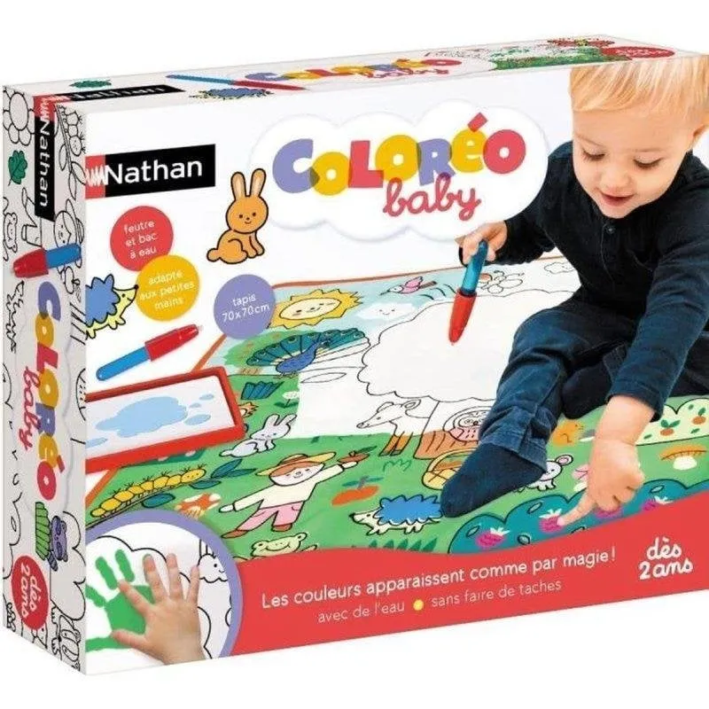 Tappeto di Attività Coloréo Baby Nathan 70x70 cm con Pennarello ad Acqua e Vassoio Riutilizzabile - immagine 1