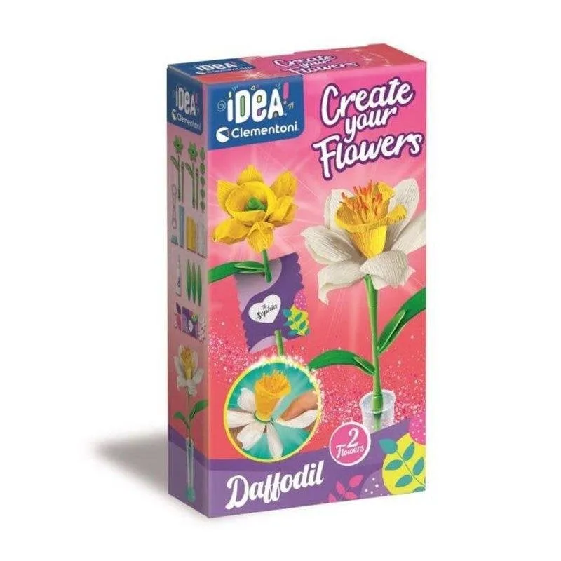 Kit Creativo Clementoni Coltiva i Tuoi Fiori Narciso - 2 Fiori di Carta da Assemblare - immagine 1