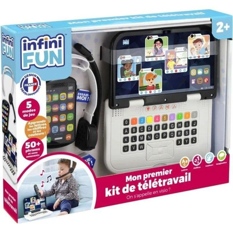 Kit Smart Working InfiniFUN Per Bambini: Portatile E Telefono Giocattolo, 18 Zone Tattili, 5 Modalità Di Gioco, 2+ - immagine 1