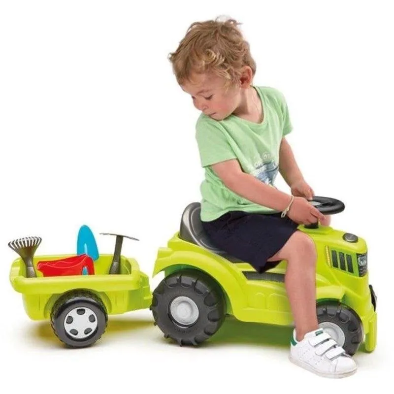 Trattore Ecoiffier 85 cm con rimorchio e accessori da giardino per bambini 12-36 mesi - immagine 1