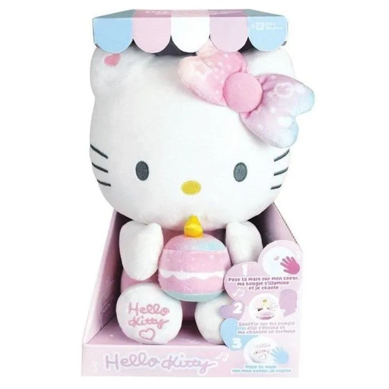 Peluche Interattivo Jemini Hello Kitty 26 cm con Sensore Cuore, Candela e Musica di Compleanno - immagine 1