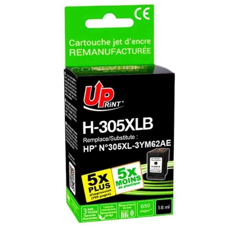 Cartuccia di inchiostro UPrint HP 305XL Nero 18 ml 650 pagine - immagine 1
