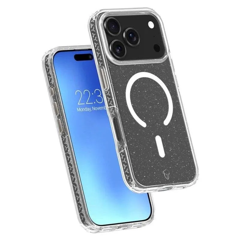 Cover Force Case Air Xtrem Magsafe Trasparente Glitter Riciclato per iPhone 17 Pro - immagine 1