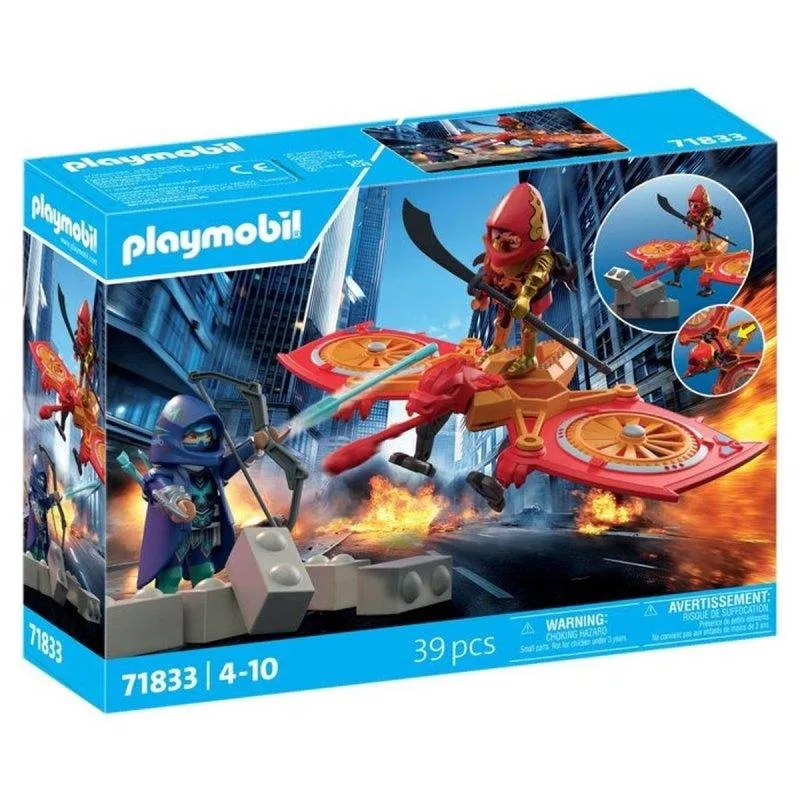 Playmobil Super Eroi Eroe E Il Suo Drone Volante Vs Ninja 71833 39 pezzi - immagine 1