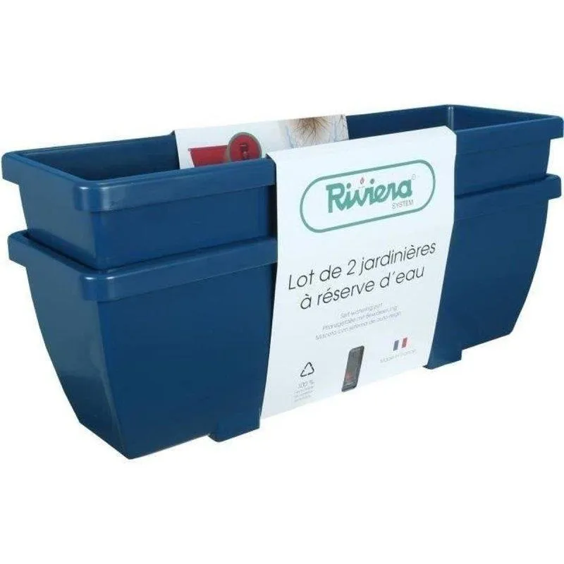 Pack 2 Jardiniere Rettagolari Riviera Eva Blu 57 cm 13 L - immagine 1