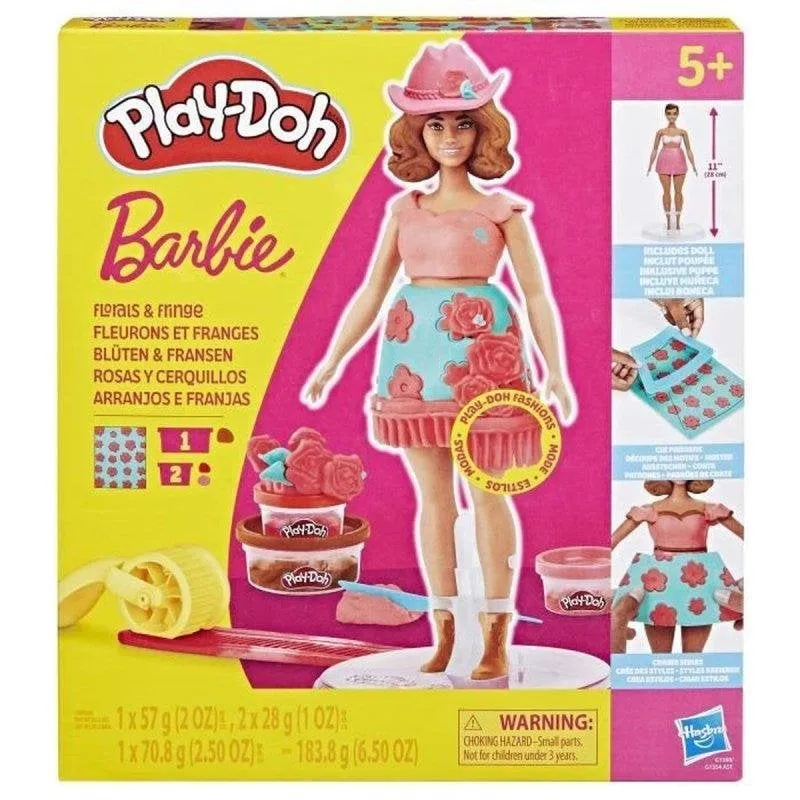 Kit Creativo Play-Doh Barbie Floral & Fringe con Bambola 28 cm - immagine 1