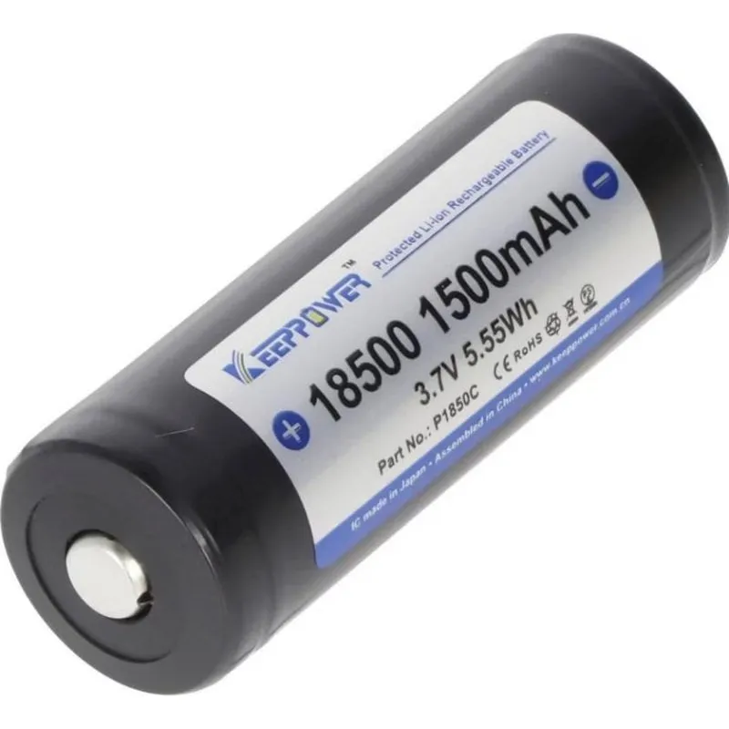 Batteria Li-Ion 18500 Keeppower 1500 mAh 3,7V Button Top - immagine 1