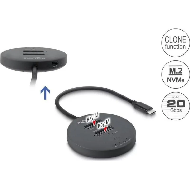 Dock M.2 Delock USB 20 Gbps con Clonazione - immagine 1
