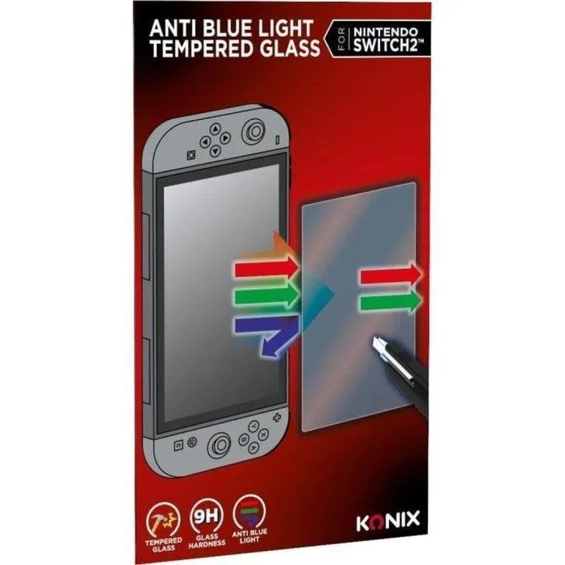Konix Mythics Vetro Temperato 9H con Filtro Luce Blu per Nintendo Switch 2 - immagine 1