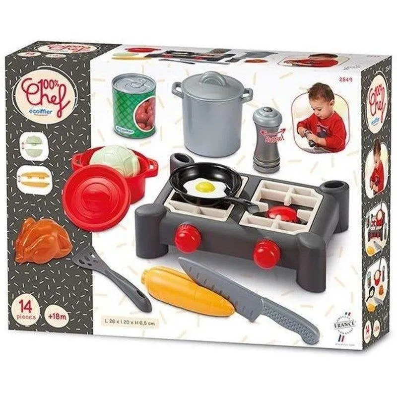 Cucina da Gioco ECOIFFIER Dinette 2 Fuochi 11 Accessori in Plastica +18 Mesi - immagine 1
