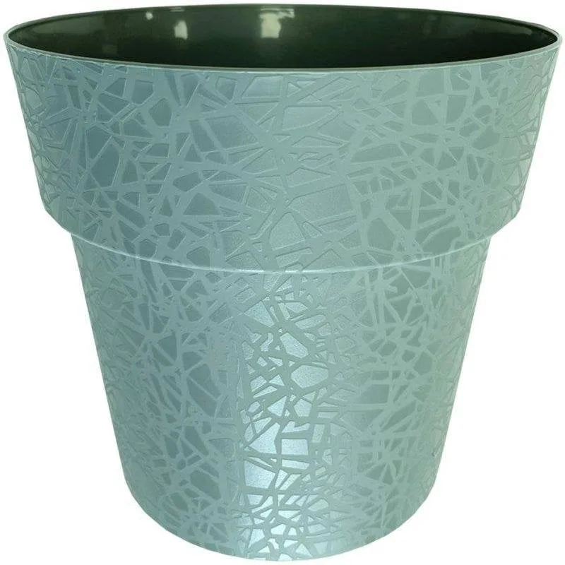 Giardiniere Riviera Terea Ø58 cm Verde Argilla Chiara Mosaico Geometrico Strutturato - immagine 1