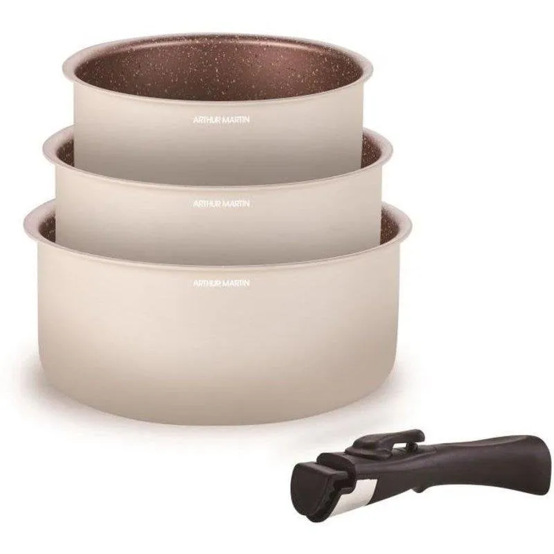 Set 3 Cuoiole Arthur Martin AM2655 Alluminio 16/18/20 cm Manico Removibile Antiaderente Induzione - immagine 1