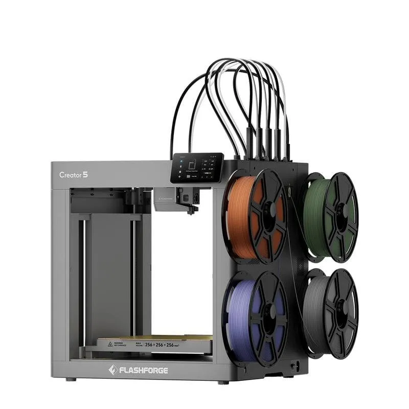 Stampante 3D Flashforge Creator 5 4 teste Wifi USB finestra visione - immagine 1