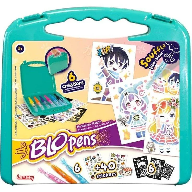 Lansay Blopens Ma Mallette Manga Kit Creativo Portatile con 6 Blopens - immagine 1