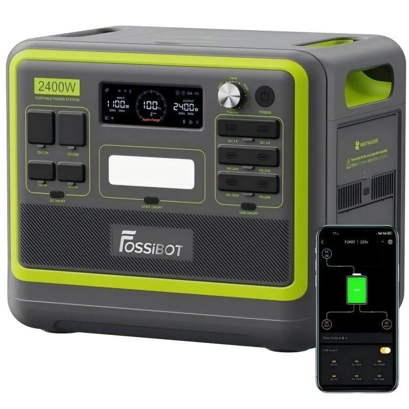 Stazione di energia Fossibot F2400 2048Wh 6 porte USB 3 AC Batteria LiFePO4 Ricarica solare - immagine 1