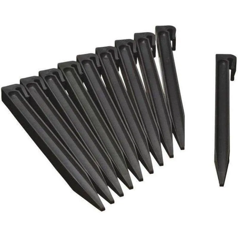 Ancore per Bordo Giardino Nature Pack 10 Polietilene Riciclato Nero 26,7 x 1,9 x 1,8 cm - immagine 1